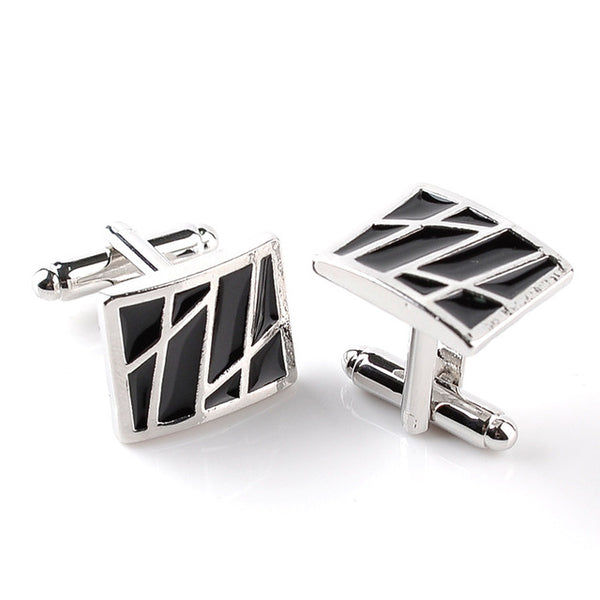 Men's character high-end business-style cuffs white shirt accessories wedding gifts black series classic steady cuffs man-made c