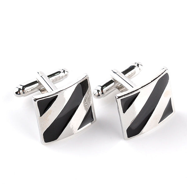 Men's character high-end business-style cuffs white shirt accessories wedding gifts black series classic steady cuffs man-made c