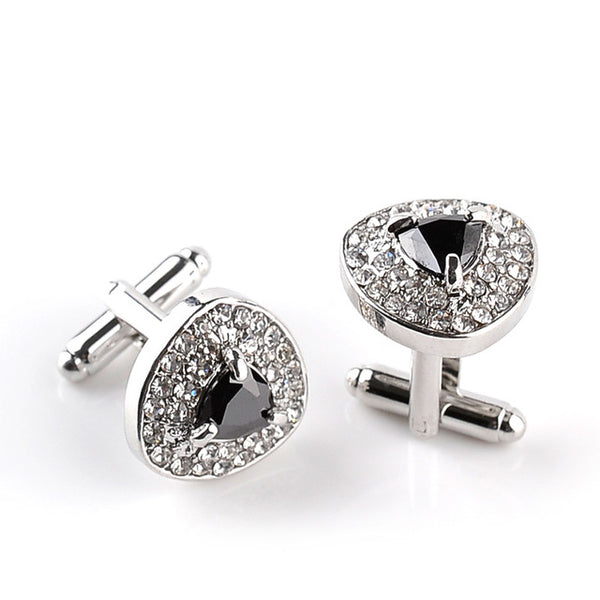 Men's character high-end business-style cuffs white shirt accessories wedding gifts black series classic steady cuffs man-made c