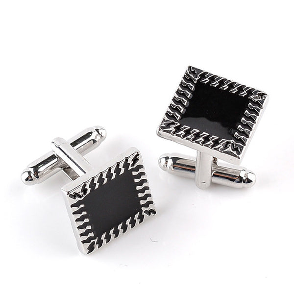 Men's character high-end business-style cuffs white shirt accessories wedding gifts black series classic steady cuffs man-made c