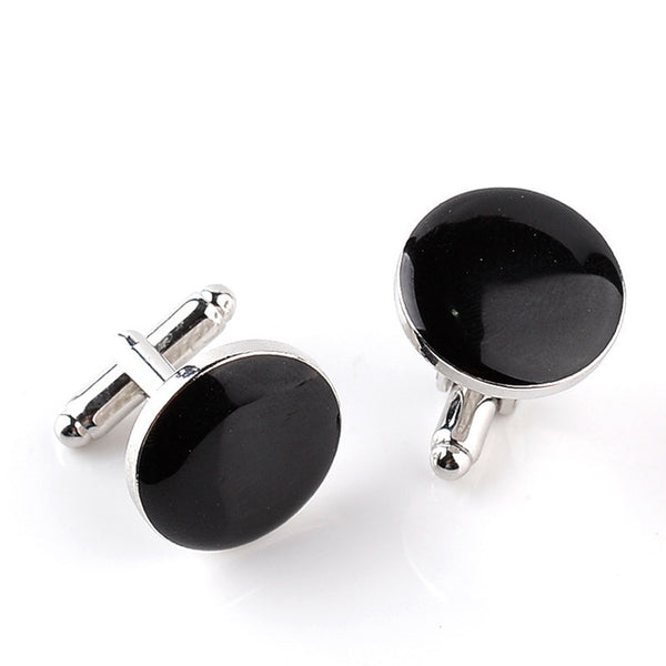 Men's character high-end business-style cuffs white shirt accessories wedding gifts black series classic steady cuffs man-made c