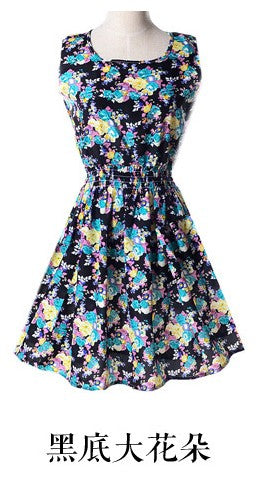2017 Brand Fashion Women Dress Flower Print Plus Big Size Casual Clothing Ladies Summer Style Beach Vestidos Festa Mini Dress