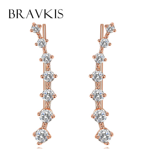 BRAVKIS crystal ear cuffs earrings pins clip-ons ear piercing wraps stud earring for women boucle d'oreille brinco mujer BUE0197