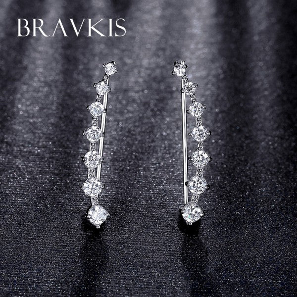 BRAVKIS crystal ear cuffs earrings pins clip-ons ear piercing wraps stud earring for women boucle d'oreille brinco mujer BUE0197