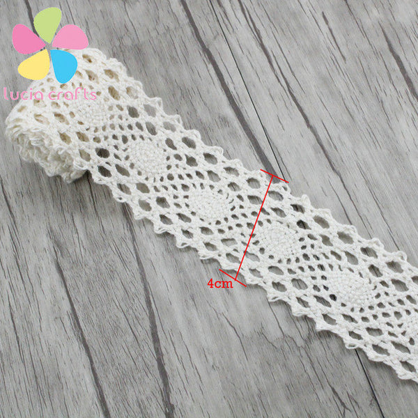 2 yards/lot Apparel Sewing Fabric DIY Ivory Cream Trim Cotton Crocheted Lace Fabric Ribbon Handmade Accessories 050021158