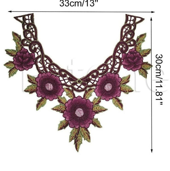 Lace Floral Embroidered Neckline Neck Collar Clothes Trim Sewing Applique Embellishments Vintage Trims Apparel Fabric Lace Arts