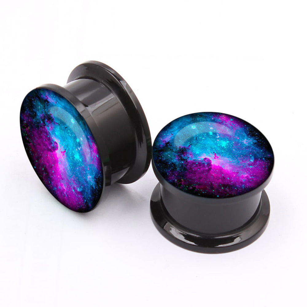 1 pair Blue and Pink sky acrylic screw fit flesh tunnel ear plug gauges ear expander Body Piercing Jewelrys Free Shipping