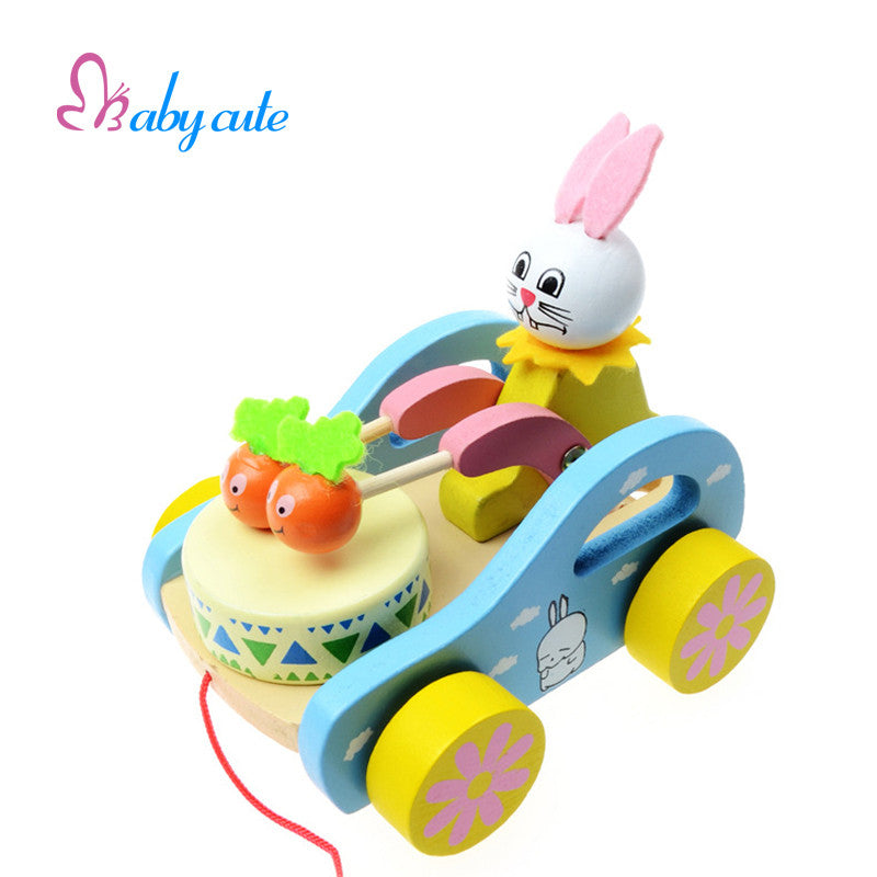 Noise Maker Toys Baby Early Learning Wooden Hammer Toys Cute Rabbit Drum Car Toys For Children Kid Baby Toys 0-12 Months Juguete