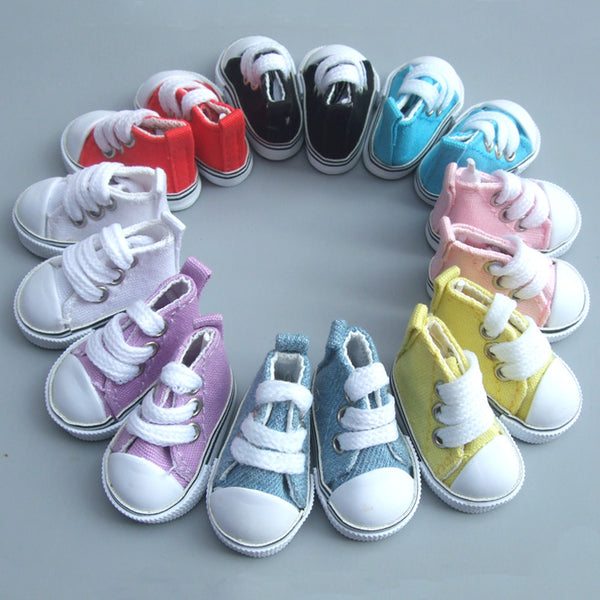 1 pair Assorted Color 5cm Canvas Shoes For BJD Doll Fashion Mini Toy Shoes Sneaker Bjd Doll Shoes for Russian Doll Accessories