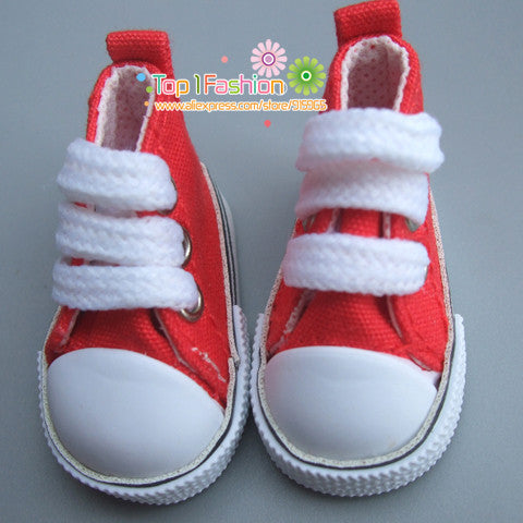 1 pair Assorted Color 5cm Canvas Shoes For BJD Doll Fashion Mini Toy Shoes Sneaker Bjd Doll Shoes for Russian Doll Accessories