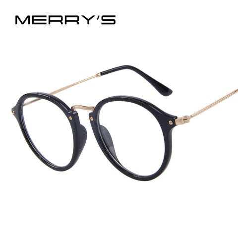 MERRY'S Fashion Women Clear Lens Eyewear Unisex Retro Clear Eyeglasses Oval Frame Metal Temples