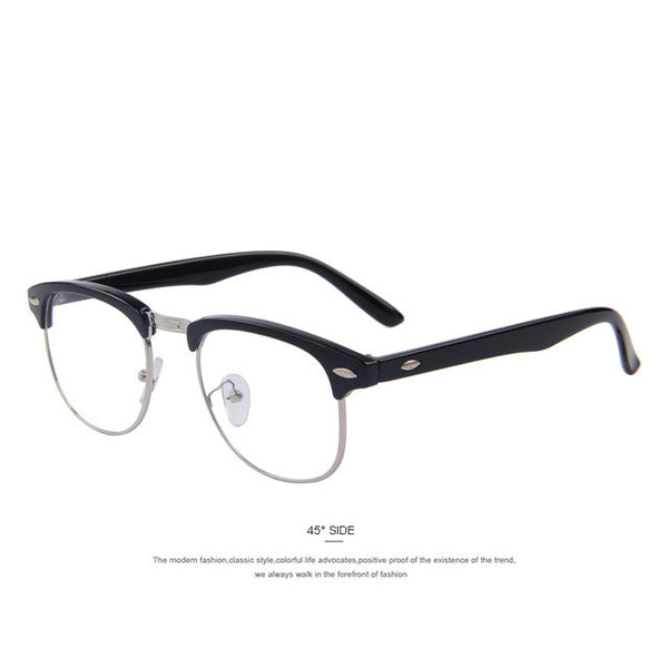 MERRY'S Classic Retro Clear Lens Men Eyeglasses Women Half Metal Half Metal Eyewear