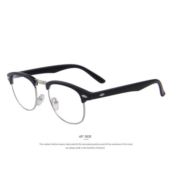 MERRY'S Classic Retro Clear Lens Men Eyeglasses Women Half Metal Half Metal Eyewear