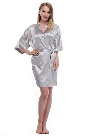 RB030 Sexy Large Size Sexy Satin Night Robe Lace Bathrobe Perfect Wedding Bride Bridesmaid Robes Dressing Gown For Women