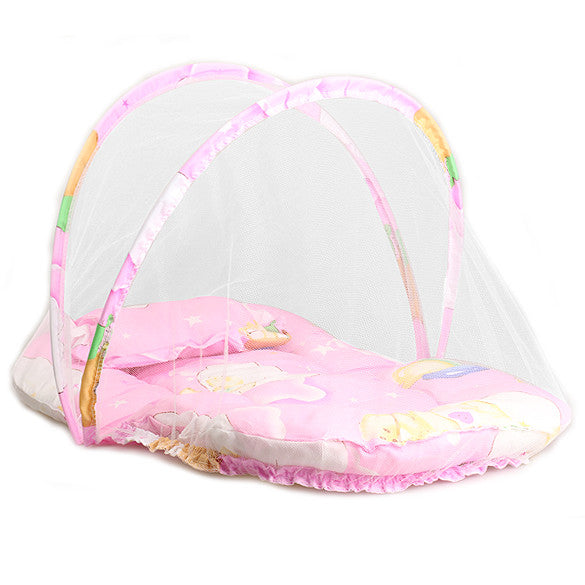 New Summer Baby Mosquito Insect Cradle Net With Portable Folding Canopy Cushion+Cute Pillow Mattress Infant Bedding Accessories