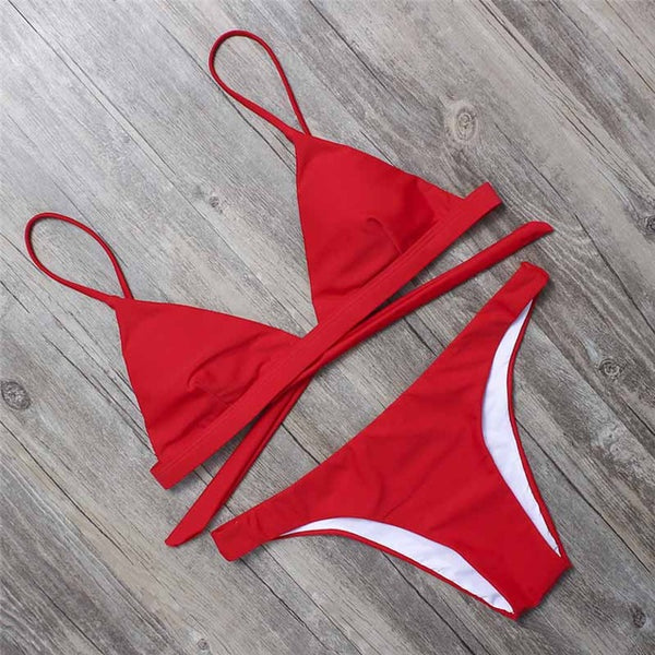Trangel bikini 2017 sexy swimwear red black swimsuit women bikini set low waist bathing suits thong panties swimsuit BF017