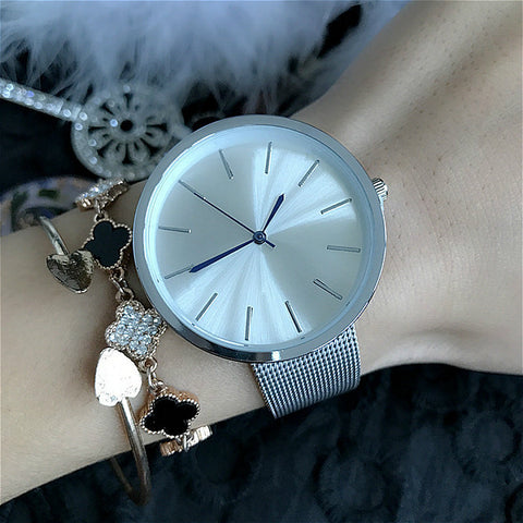 Fashion simple stylish Top Luxury brand Finda Watches Unisex Stainless Steel Mesh strap band Quartz-watch thin Dial Clock 2017