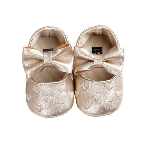 Baby Shoes Toddler Girl Crib First Walker Newborn Bow Band Shallow Soft Sole Prewalker 0-18 M