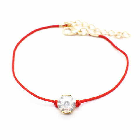 2017 simple Red Thread string Bracelet bangle Jewelry for women setting Crystal Zircon thin Bauble rope lucky Lobster Charm