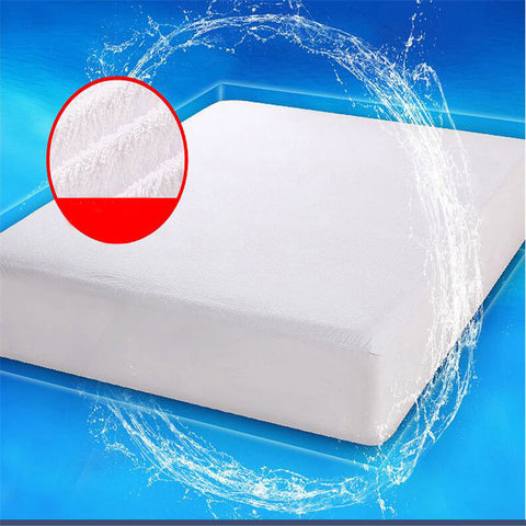 Luxury Terry Cloth Mattress Cover 100% Waterproof of TPU Mattress Protector Sheet On Elastic against perspiration liquids stains