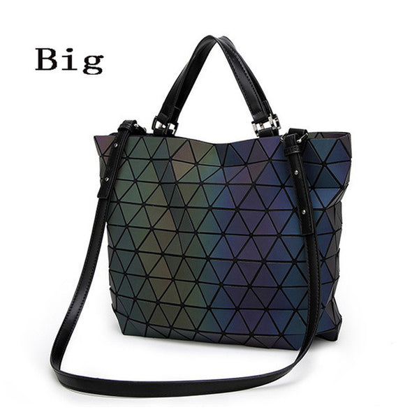 BaoBao Bags 2017 Women Bucket Bag Geometry Sequins Mirror Saser Plain Folding Shoulder Bags Luminous PU Tote Bao Bao Handbags