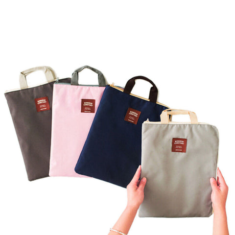 Fashion Casual Canvas Handbag Women A4 File Folder Organizer Bag Document Stationery Phone Storage Pouch Holder Zipper Bag