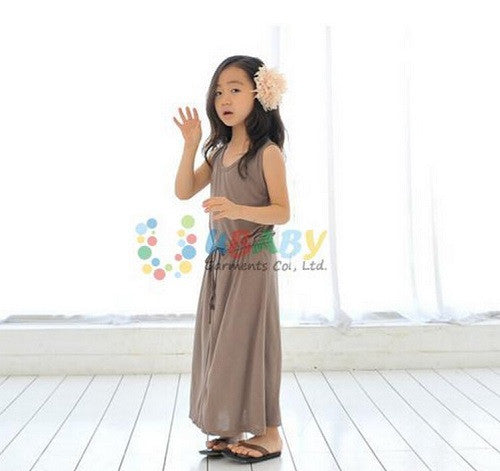 Hot sale mother and daughter family matching outfit summer fashion long girls Modal maxi elegant dress child clothes teenager