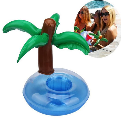 2Pcs Summer Floating Coconut Palm Tree Inflatable Drink/Beer/Cup Can Holder Swimming Pool Bathing toys Beach Party Kids Bath Toy