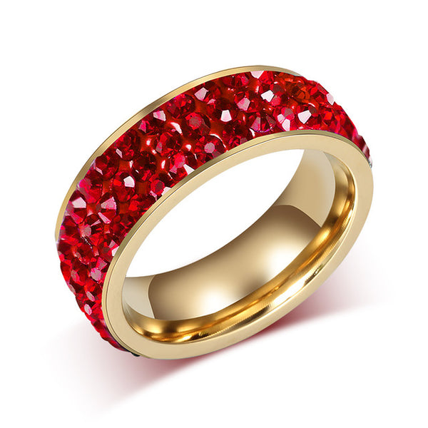 Vnox Vintage Wedding Rings for Women Stainless Steel 3 Row Crystal Cubic Zirconia Girl Jewelry