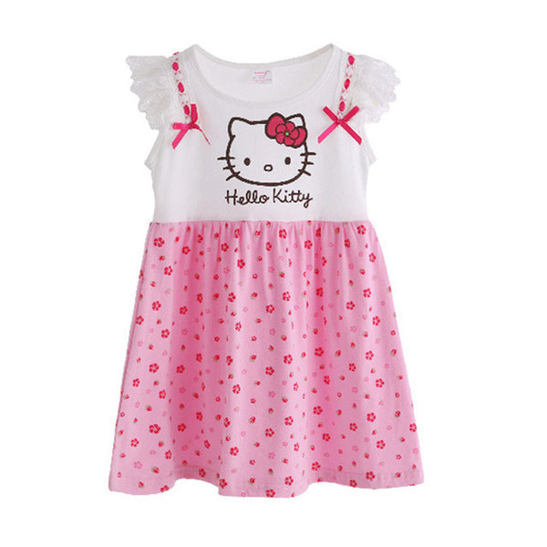 Hello Kitty Girls Dress Dresses Kids Girls clothes Children clothing Summer 2017 Toddler girl clothing Sets Casual Fashion T569