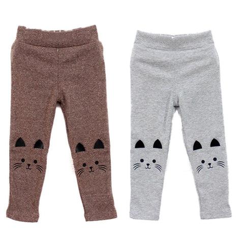 Top Selling 2-7Y Baby Girl Cute Cat Print Pants Kid Warm Stretch Leggings Spring Autumn ChildrenTrousers