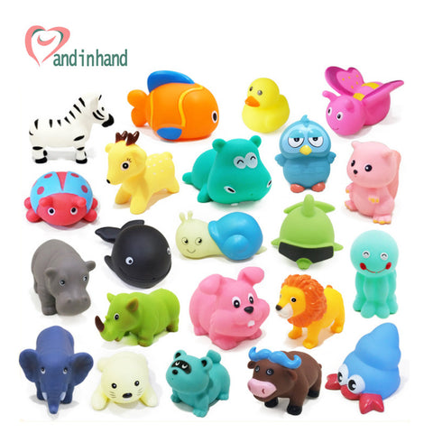 Baby Bath Toys 20pcs Soft Rubber Duck Animals Car Boat Kids Water Toys Squeeze Sound Spraying Beach Bathroom Toys For Children