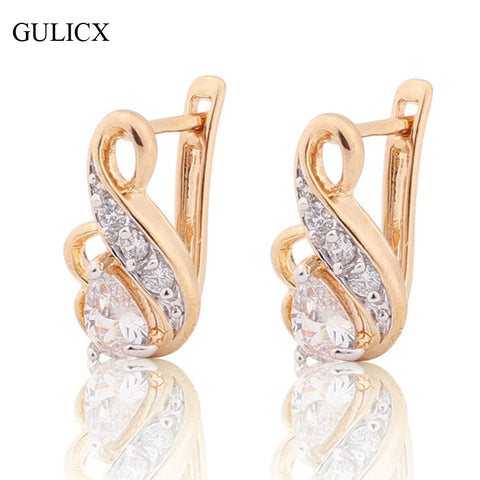 GULICX New Small Hoop Earrings for Women Gold-color Earrings White Crystal CZ Earing Fashion Snake Jewelry E194