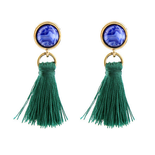 KISS ME Brand Green Black Tassel Earrings New Arrival Ethnic Jewelry for Women  2017 Drop Earrings