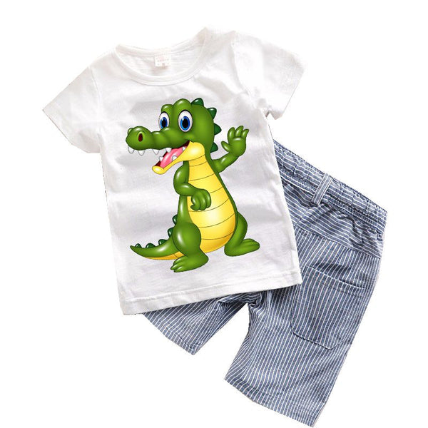 2PCS Suit Baby Boy Clothes Children Summer Toddler Boys Clothing set Cartoon 2017 New Kids Fashion Cotton Cute Animal Sets T20