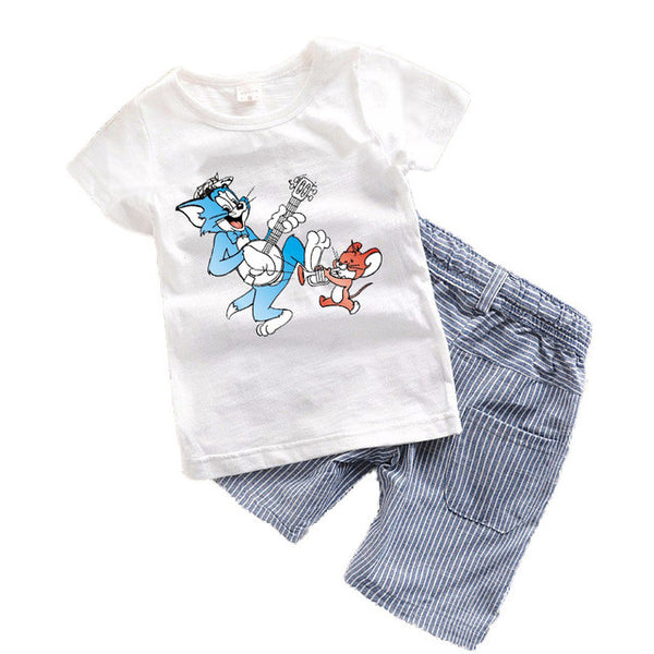 2PCS Suit Baby Boy Clothes Children Summer Toddler Boys Clothing set Cartoon 2017 New Kids Fashion Cotton Cute Animal Sets T20