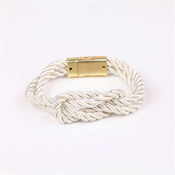 2017 Hot Fashion Bracelets Braided Rope Chain With a Magnetic Clasp With Bow Charm of Leather Men and Women Jewelry Bangles