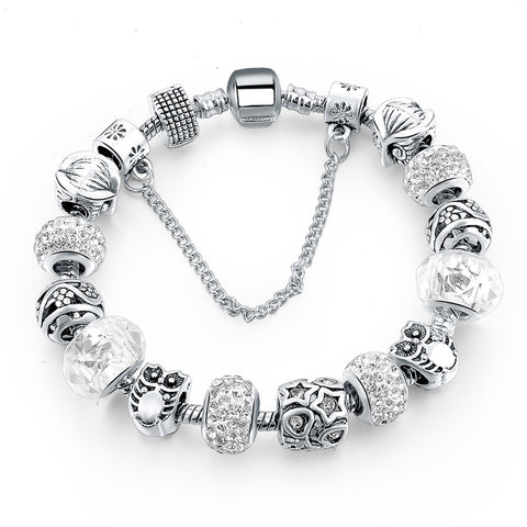 Silver Plated Handmade Charm Bracelets For Women Owl Star Charm Bracelets & Bangles Girl Pulseras SBR160084