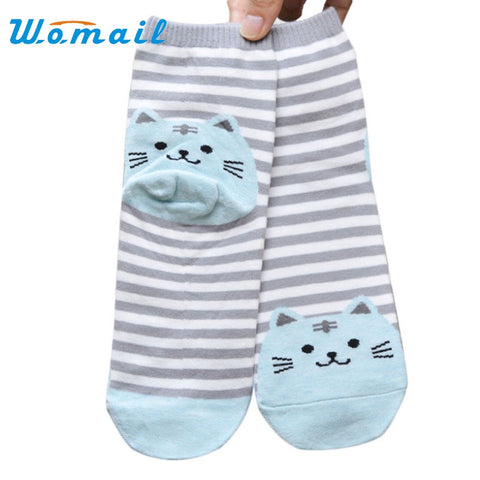 Womail 2017 Hot 3D Animals Striped Cartoon Women Cat Footprints Cotton Socks