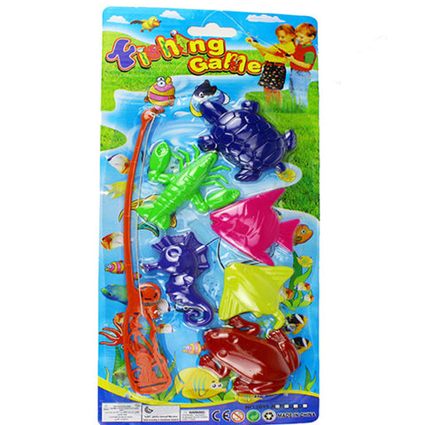 7pcs Set Magnetic Fishing Toy Game Kids 1 Rod  6 3D Fish Baby Bath Toys For Kids Outdoor Fun