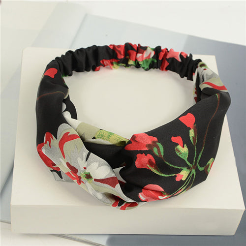 Bohemian Style Elastic Headbands Boho Cross Floral Turban Girls Flower Hairbands Striped Headwrap Hair Accessories For Women