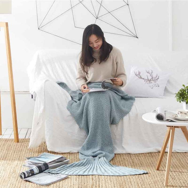 Mermaid Tail Blanket Yarn Knitted Handmade Crochet Mermaid Blanket Kids Throw Bed Wrap Super Soft Sleeping Bed 3 Sizes 1PCS/Lot