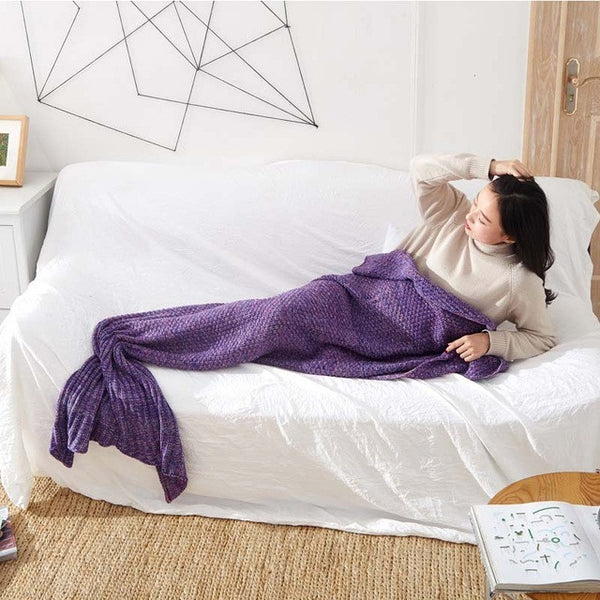 Mermaid Tail Blanket Yarn Knitted Handmade Crochet Mermaid Blanket Kids Throw Bed Wrap Super Soft Sleeping Bed 3 Sizes 1PCS/Lot