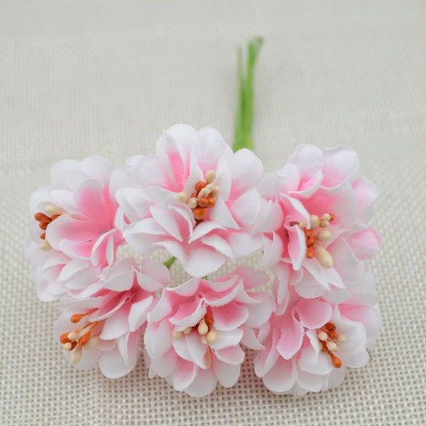 6pcs Fake Flower Silk Gradient Stamen Handmake Artificial Flower Bouquet Wedding Decoration DIY Wreath Gift Scrapbooking Craft