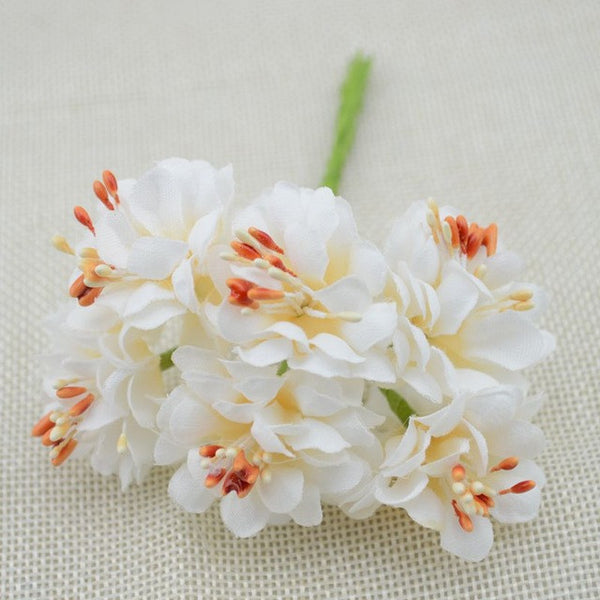 6pcs Fake Flower Silk Gradient Stamen Handmake Artificial Flower Bouquet Wedding Decoration DIY Wreath Gift Scrapbooking Craft