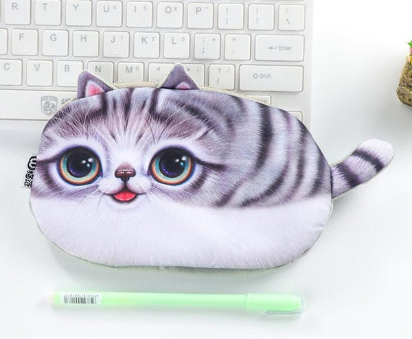 Vivid 3D Painting Chunky Cat Pencil Bag Stationery Storage Organizer Bag School Supply Student Prize