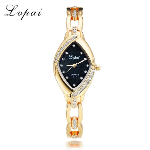 New Lvpai Fashion 2017 Luxury Rhinestone Watches Women Stainless Steel Quartz Watch For Ladies Dress Watch Gold Bracelet Clock