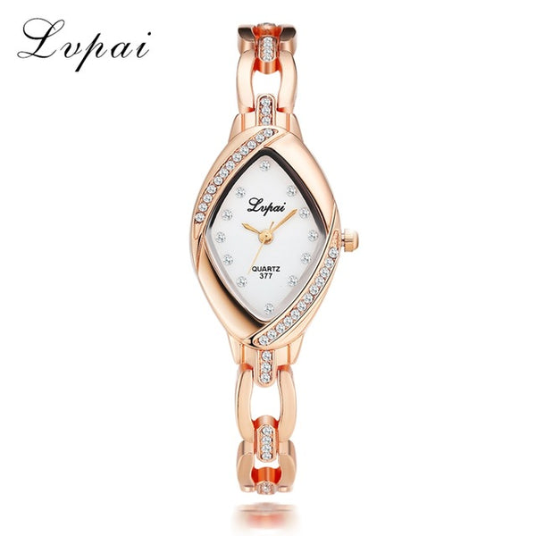 New Lvpai Fashion 2017 Luxury Rhinestone Watches Women Stainless Steel Quartz Watch For Ladies Dress Watch Gold Bracelet Clock