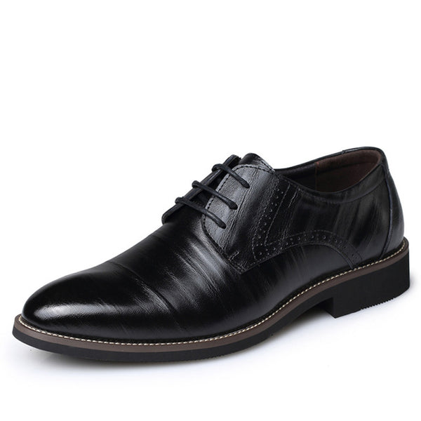 2017 New High Quality Genuine Leather Men Brogues Shoes Lace-Up Bullock Business Dress Men Oxfords Shoes Male Formal Shoes