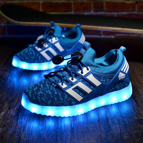 Fashion Kids Sneakers Children's USB Charging Luminous Lighted Sneakers Boy/Girls Colorful LED lights Children Shoes size 25-37